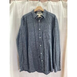 H&M LOGG‎ Label of Graded Goods Mens Button Up Shirt Long Sleeve Blue Large